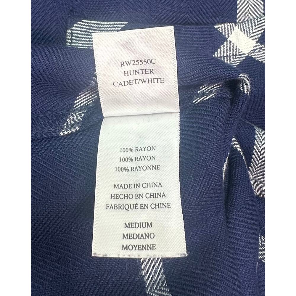 Rails Hunter Navy Blue & White Plaid Button Front Shirt Size M - Picture 10 of 11